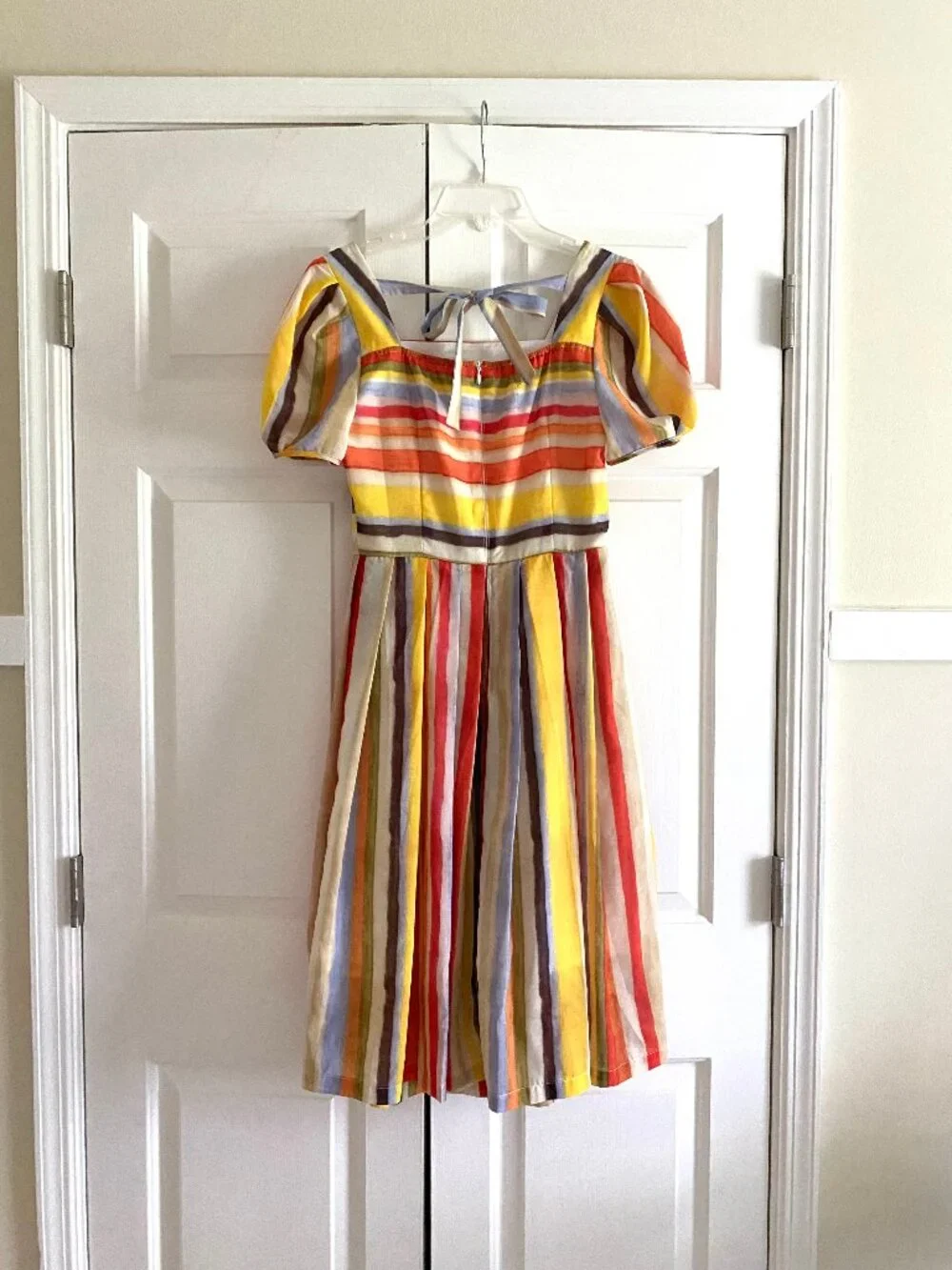Rainbow Striped Cotton Midi Dress S